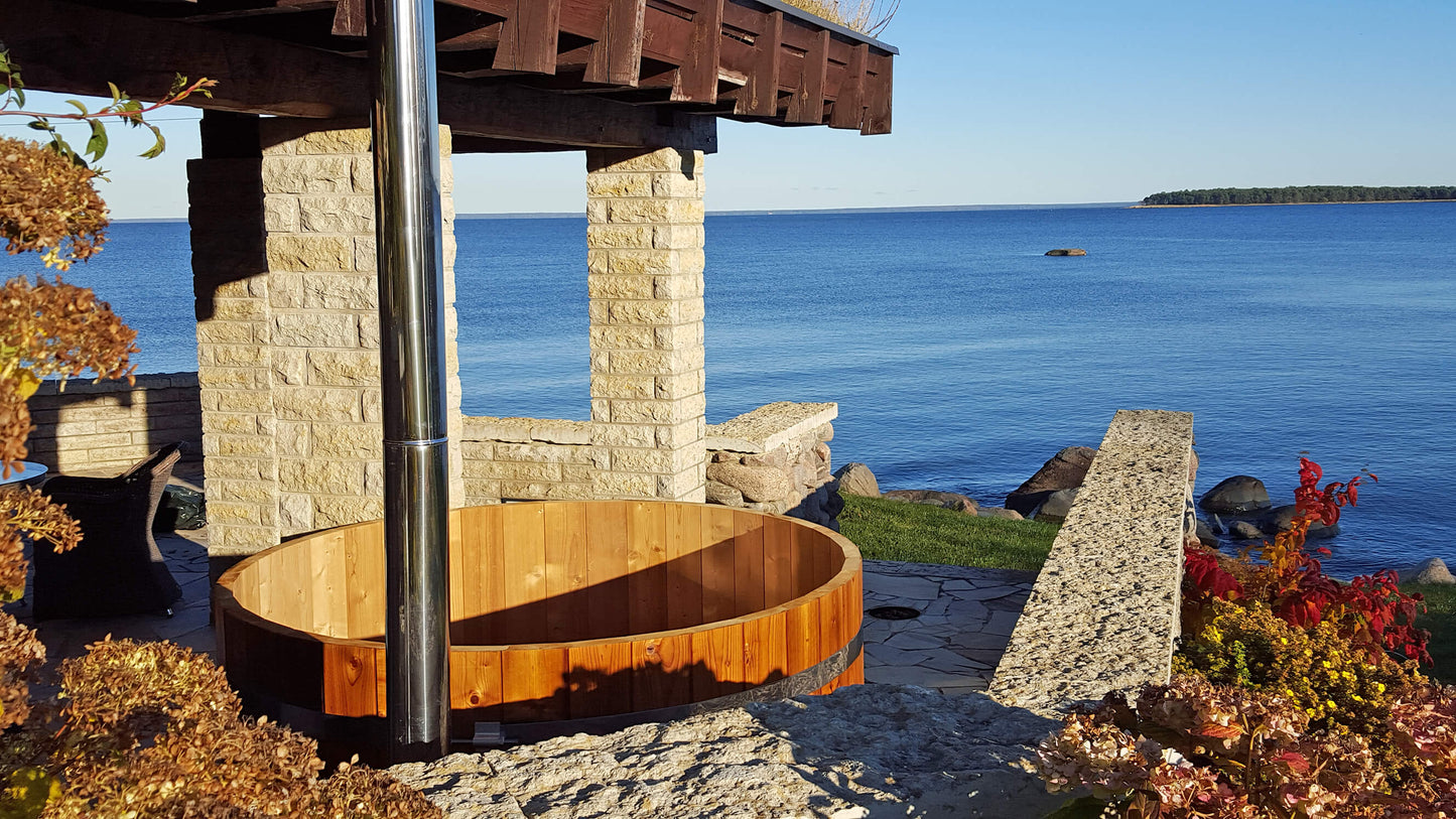Circular Wooden Hot Tub 4 - 12 Person | Wood fired Heater | Size Customisable