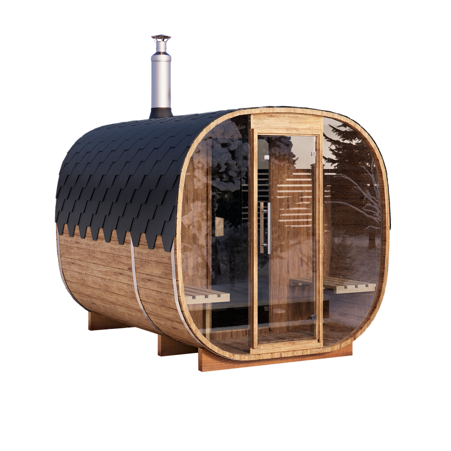 Cube Barrel Sauna With Changing Room 3-4 Person | 3m Wood-fired, Electric Garden Sauna