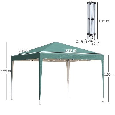 Outsunny 3 x 3M Garden Pop Up Gazebo Height Adjustable Marquee Party Tent Wedding Canopy with Carrying Bag