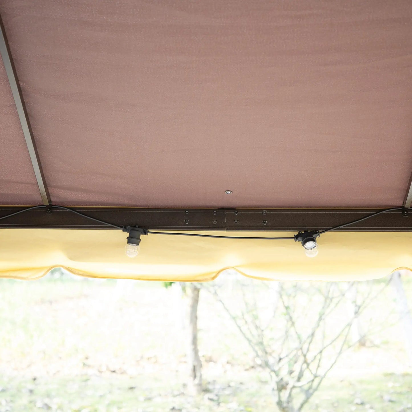 Outsunny 3 x 4m Aluminium Garden Gazebo, Marquee Canopy Shelter Pavilion Party Tent with Nets and Curtains for Garden and Deck, Coffee, Black, Grey
