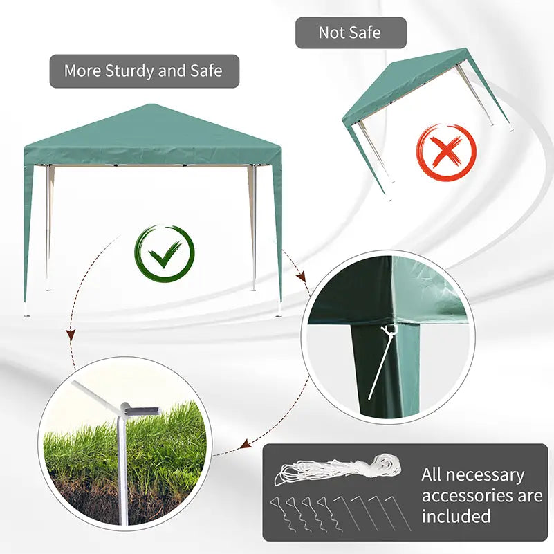 Outsunny 3 x 3M Garden Pop Up Gazebo Height Adjustable Marquee Party Tent Wedding Canopy with Carrying Bag