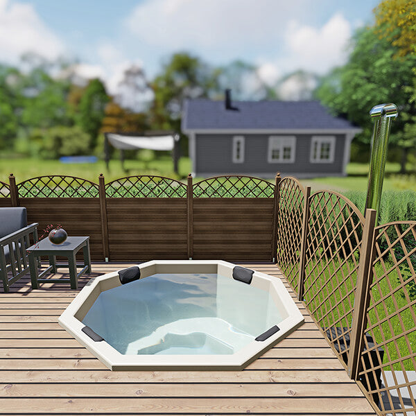 Octa Hot Tub Fibreglass Liner | Built in, Decking Hot Tub 6 Person | Wood Fired Heating, Stove