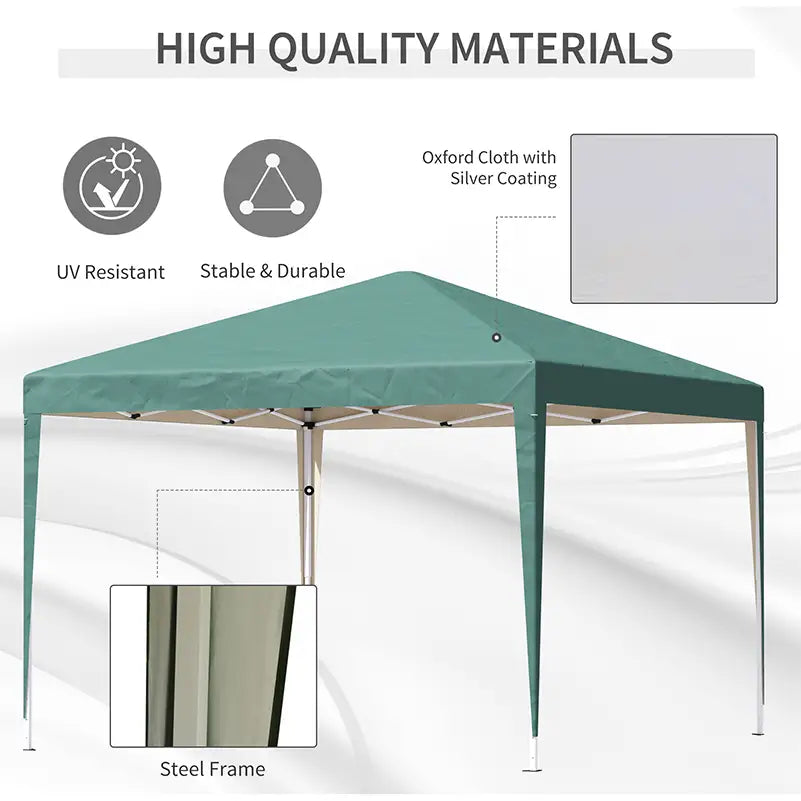 Outsunny 3 x 3M Garden Pop Up Gazebo Height Adjustable Marquee Party Tent Wedding Canopy with Carrying Bag