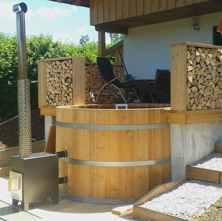 Circular Wooden Hot Tub 4 - 12 Person | Wood fired Heater | Size Customisable