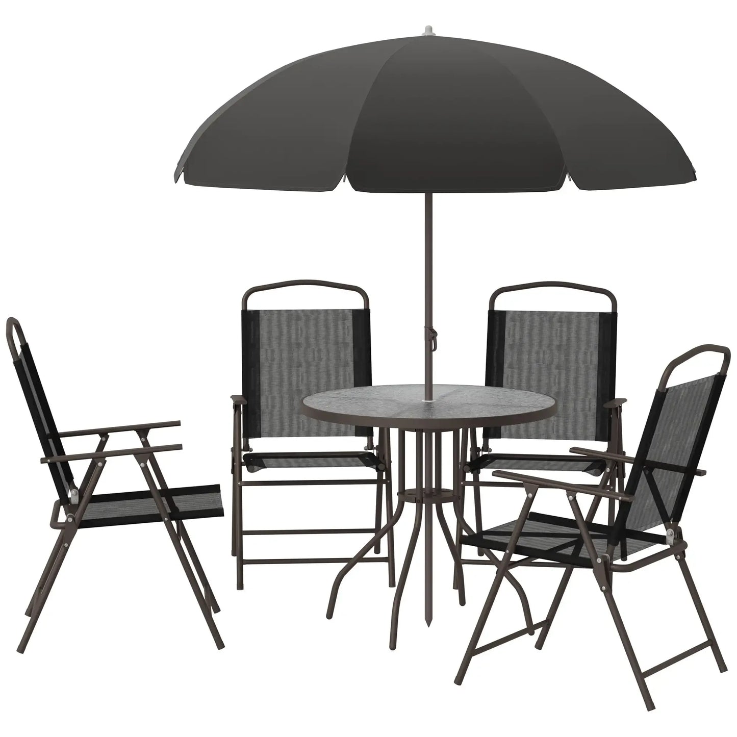 Outsunny 6-Piece Garden Dining Set with Umbrella