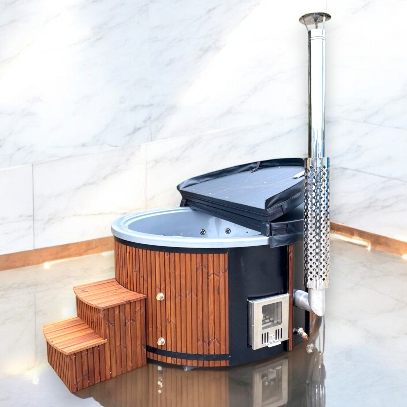 Eco Wood-Fired Hot Tub for 3–4 People | Spruce, Thermowood Outdoor Spa with Built-In Heater