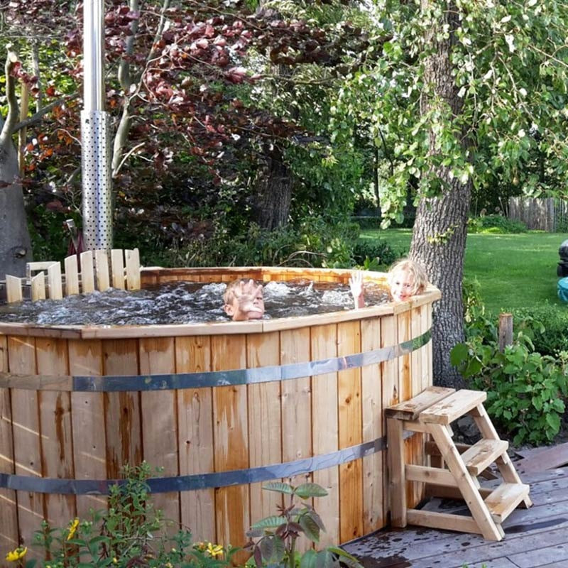 Circular Wooden Inside Stove Hot Tub 3 - 10 Person | Inside Wood fired Heater | Size Customisable