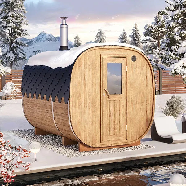 Cube Barrel Sauna With Changing Room 3-4 Person | 3m Wood-fired, Electric Garden Sauna