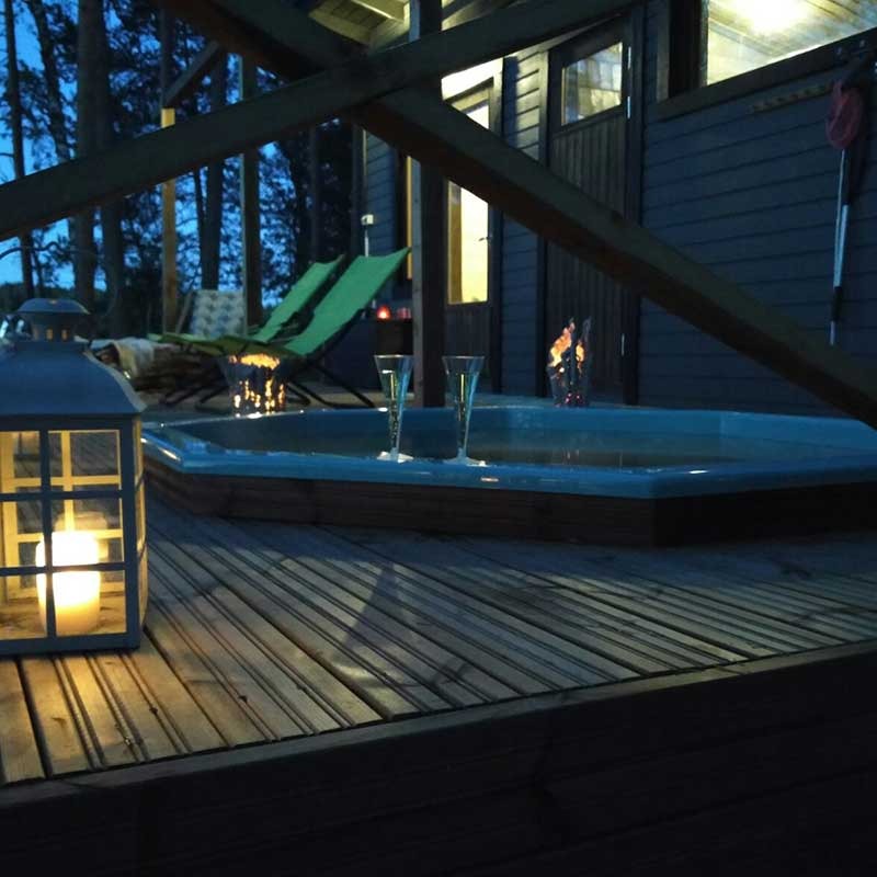 Octa Hot Tub Fibreglass Liner | Built in, Decking Hot Tub 6 Person | Wood Fired Heating, Stove