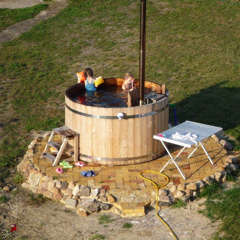Circular Wooden Inside Stove Hot Tub 3 - 10 Person | Inside Wood fired Heater | Size Customisable
