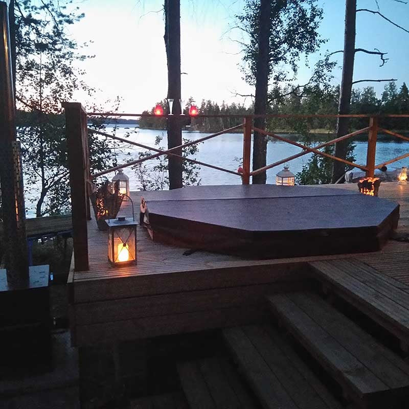 Octa Hot Tub Fibreglass Liner | Built in, Decking Hot Tub 6 Person | Wood Fired Heating, Stove