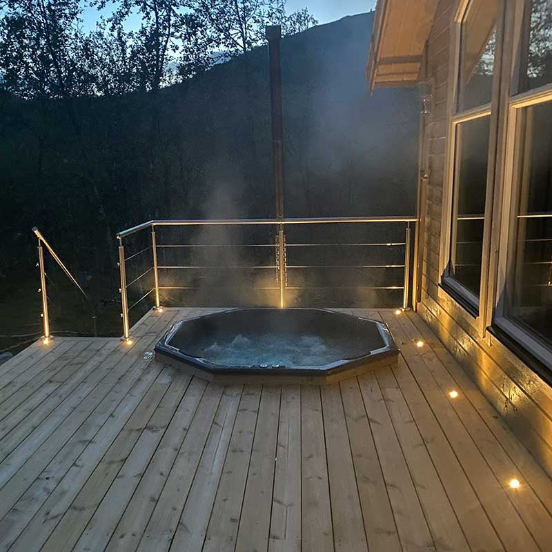 Octa Hot Tub Fibreglass Liner | Built in, Decking Hot Tub 6 Person | Wood Fired Heating, Stove