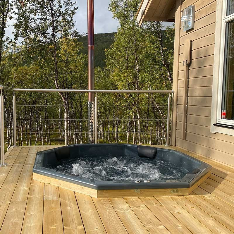 Octa Hot Tub Fibreglass Liner | Built in, Decking Hot Tub 6 Person | Wood Fired Heating, Stove