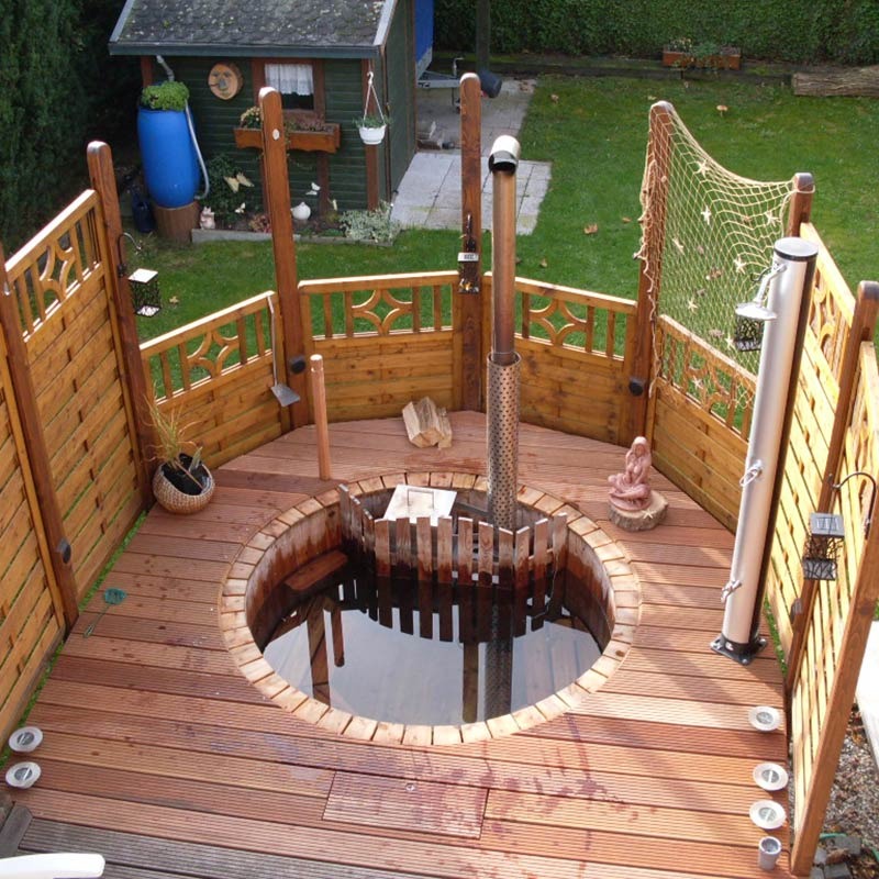 Circular Wooden Inside Stove Hot Tub 3 - 10 Person | Inside Wood fired Heater | Size Customisable