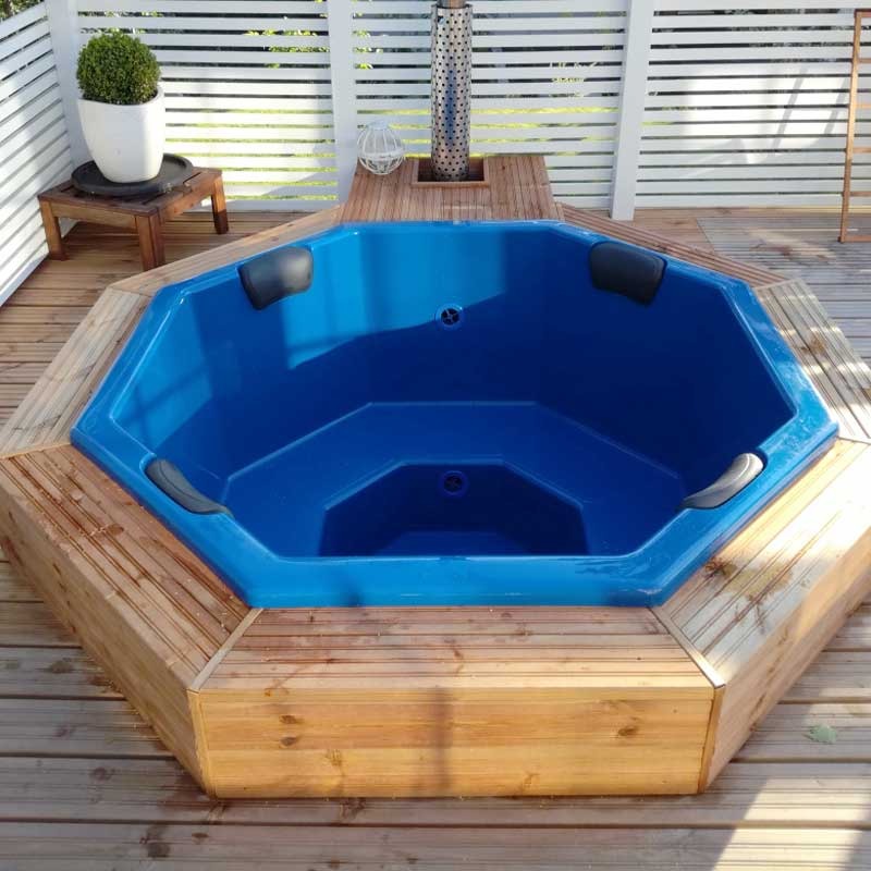 Octa Hot Tub Fibreglass Liner | Built in, Decking Hot Tub 6 Person | Wood Fired Heating, Stove