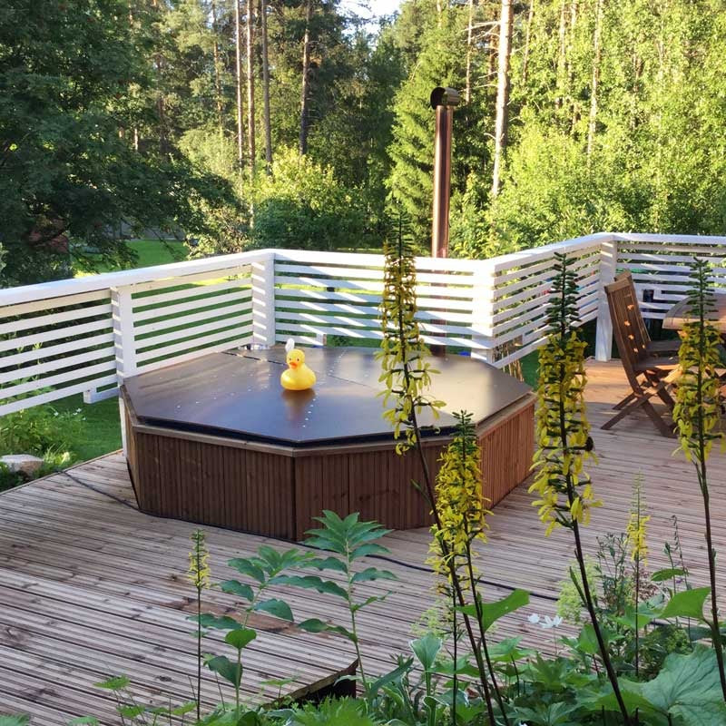 Octa Hot Tub Fibreglass Liner | Built in, Decking Hot Tub 6 Person | Wood Fired Heating, Stove