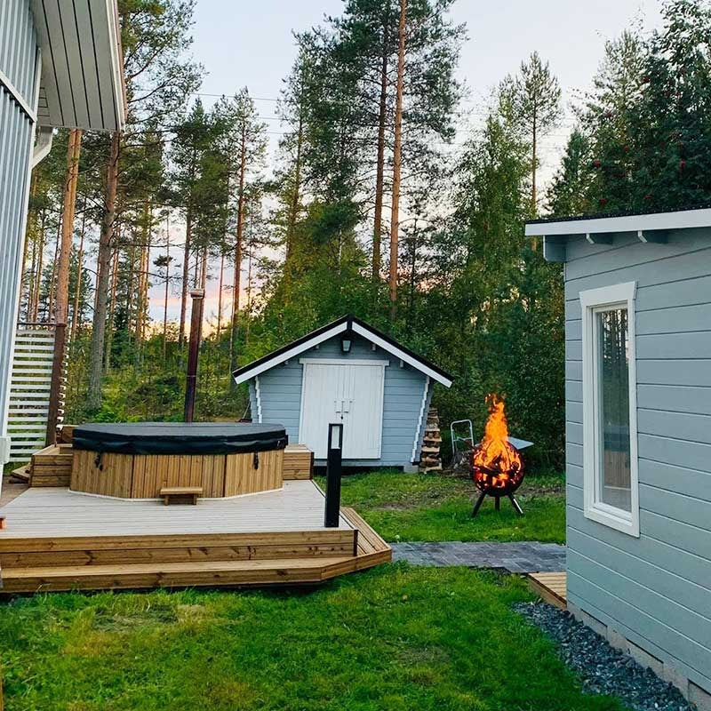 Octa Hot Tub Fibreglass Liner | Built in, Decking Hot Tub 6 Person | Wood Fired Heating, Stove