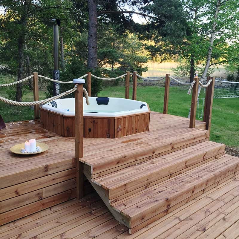 Octa Hot Tub Fibreglass Liner | Built in, Decking Hot Tub 6 Person | Wood Fired Heating, Stove