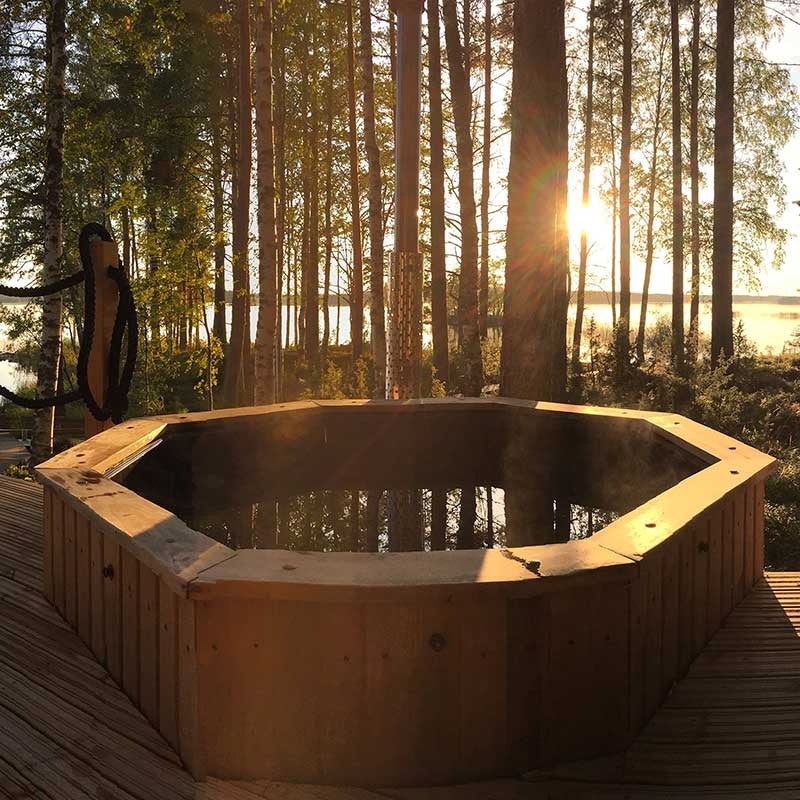 Octa Hot Tub Fibreglass Liner | Built in, Decking Hot Tub 6 Person | Wood Fired Heating, Stove