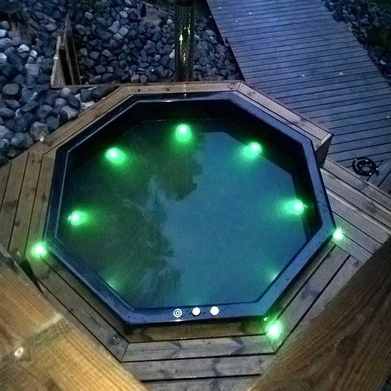 Octa Hot Tub Fibreglass Liner | Built in, Decking Hot Tub 6 Person | Wood Fired Heating, Stove