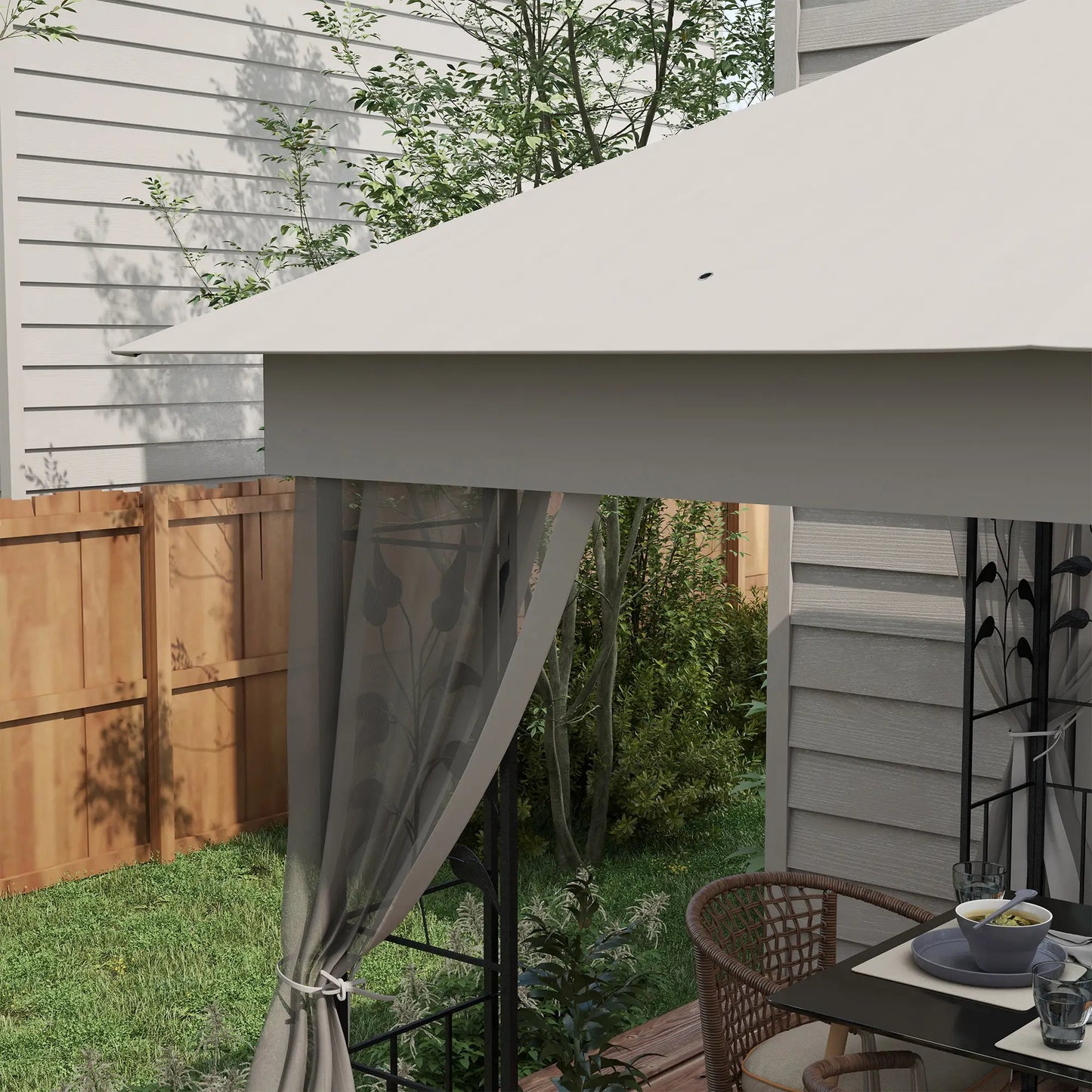 Outsunny 3 x 3m Double Roof Outdoor Garden Gazebo Canopy Shelter with Netting, Solid Steel Frame