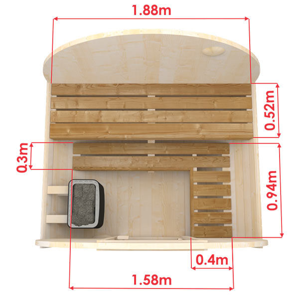 Compact Outdoor Barrel Sauna 2 - 3 Person 1.6m