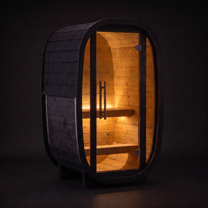 Solo Vertical Thermowood Outdoor Sauna, 1 Person with Glass Front | Customisable