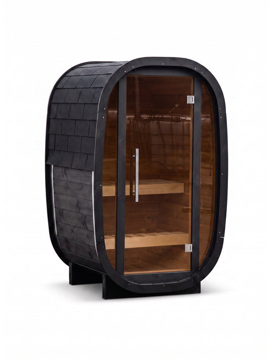 Solo Vertical Thermowood Outdoor Sauna, 1 Person with Glass Front | Customisable