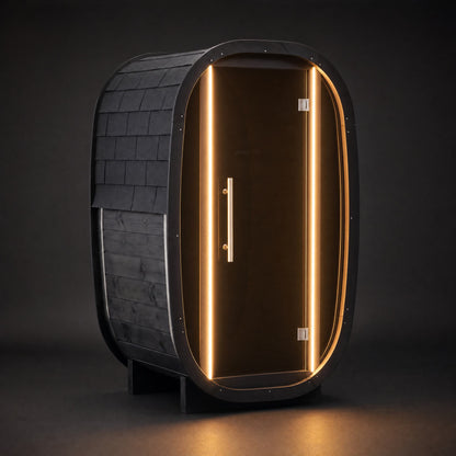 Solo Vertical Thermowood Outdoor Sauna, 1 Person with Glass Front | Customisable