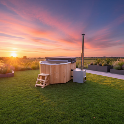 Octa Wood-Fired Fibreglass Hot Tub 8-9 Person | Customisable | Wood-fired or Electric