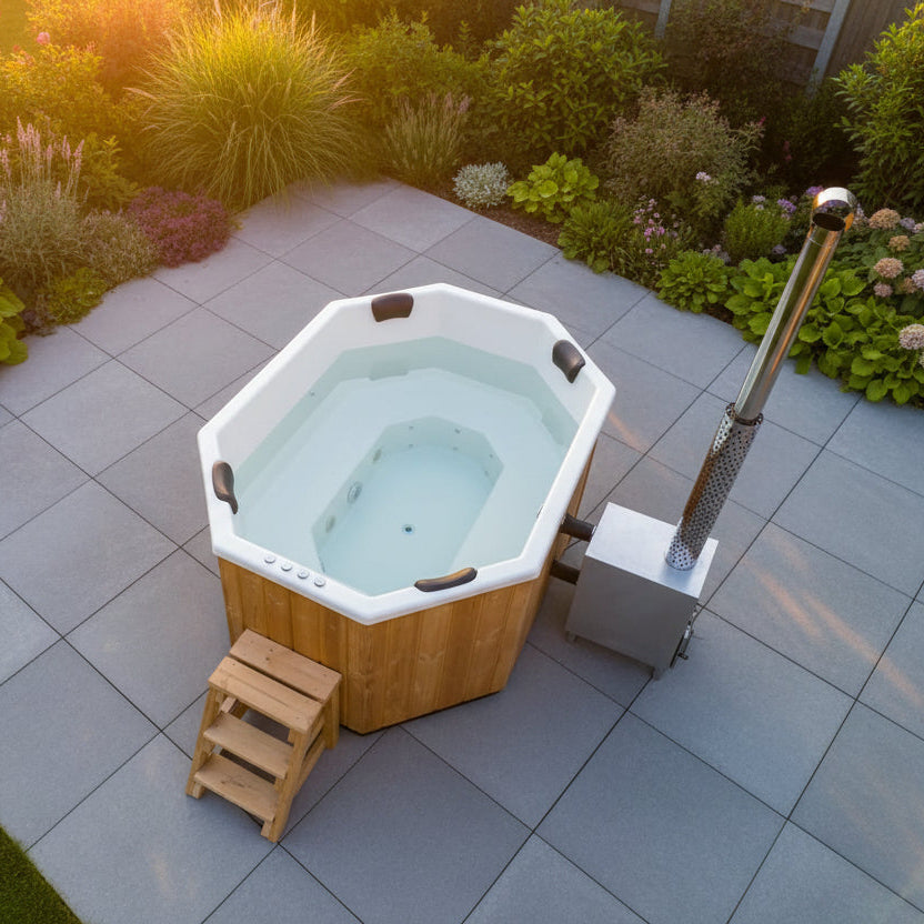 Octa Wood-Fired Fibreglass Hot Tub 8-9 Person | Customisable | Wood-fired or Electric