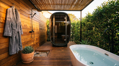 Solo Vertical Thermowood Outdoor Sauna, 1 Person with Glass Front | Customisable