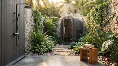 Solo Vertical Thermowood Outdoor Sauna, 1 Person with Glass Front | Customisable