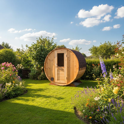 Compact Outdoor Barrel Sauna 2 - 3 Person 1.6m