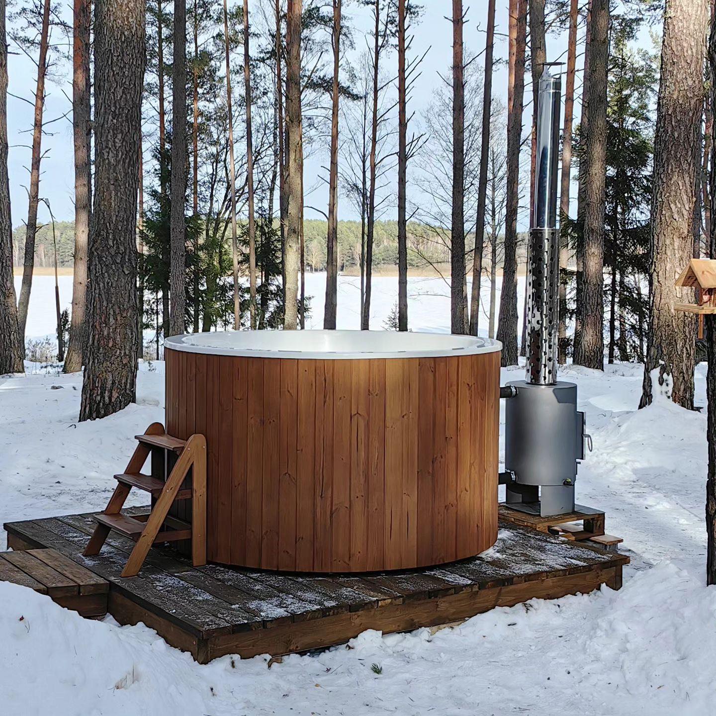 Polar Spa Comfort Family 195 Wood Fired 40kW External Stove 4-6 Person Hot Tub