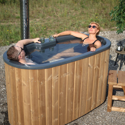 Compact Oval 2-Person Wood-Fired Hot Tub | Customisable Compact Fibreglass Spa