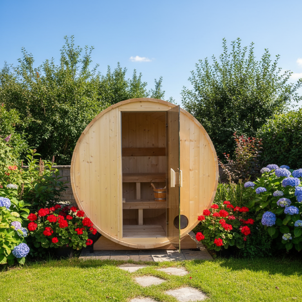 Compact Outdoor Barrel Sauna 2 - 3 Person 1.6m