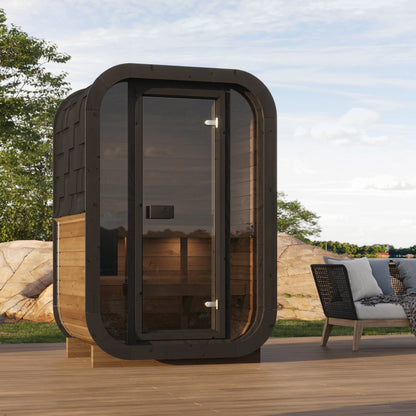 ULLA Compact 2-Person Black Outdoor Sauna | Thermopine Wood