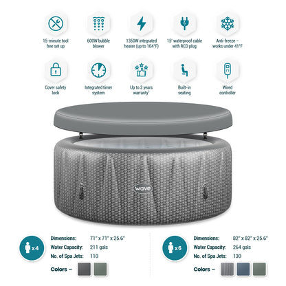 Atlantic 4-6 Person Inflatable Hot Tub with Integrated Heater Plug and Play