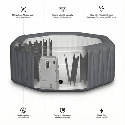 Aegean 6-Person Inflatable Hot Tub With Integrated Heater Plug and Play
