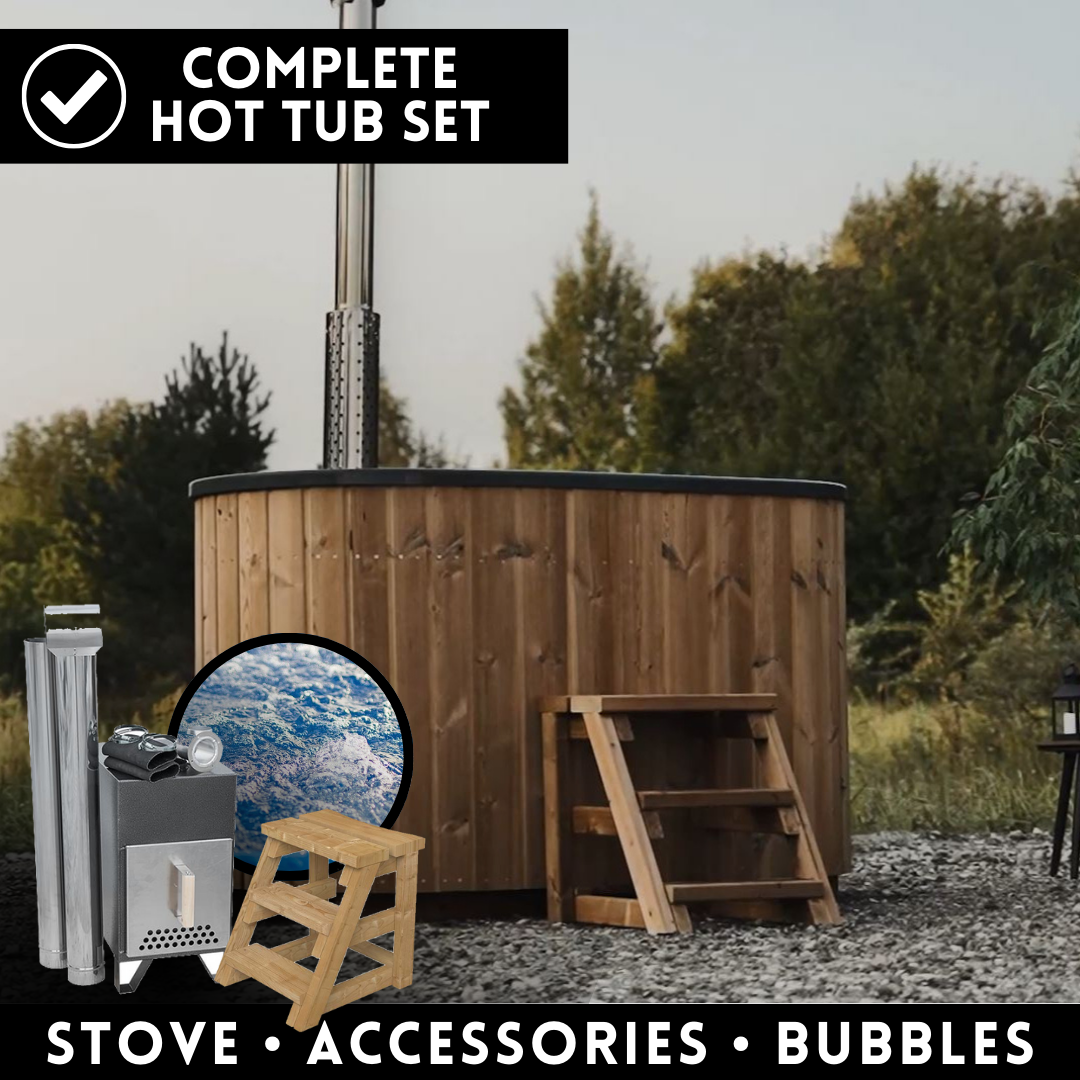 Oval 2 Person Wood-Fired Hot Tub for 2 Person Fibreglass Complete Set 1.85 m x 0.95 m