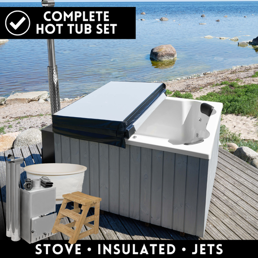 Quattro Wood Fired Hot Tub | Complete Set with Hydro massage and Air Massage | 6 - 8 Person