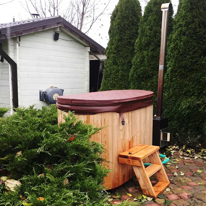 Oval 2 Person Wood-Fired Hot Tub for 2 Person | 1.85 m x 0.95 m | Fibreglass Complete Set