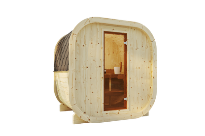 EKE Compact 4-Person Outdoor Cube Barrel 1.3m Sauna | Customisable