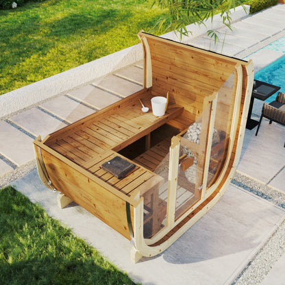 EKE Compact 4-Person Outdoor Cube Barrel 1.3m Sauna | Customisable
