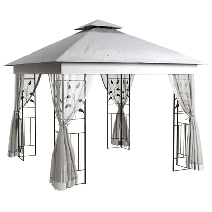 Outsunny 3 x 3m Double Roof Outdoor Garden Gazebo Canopy Shelter with Netting, Solid Steel Frame