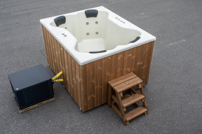 Compact Quattro S Wood-Fired Hot Tub 3-4 Person | Customisable Compact Fibreglass Square Spa