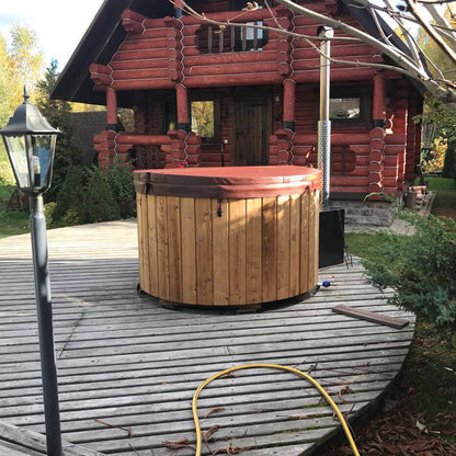 Circular Wood-Fired Fibreglass Hot Tub with External Heater | 4 Person | Ø1.8 m