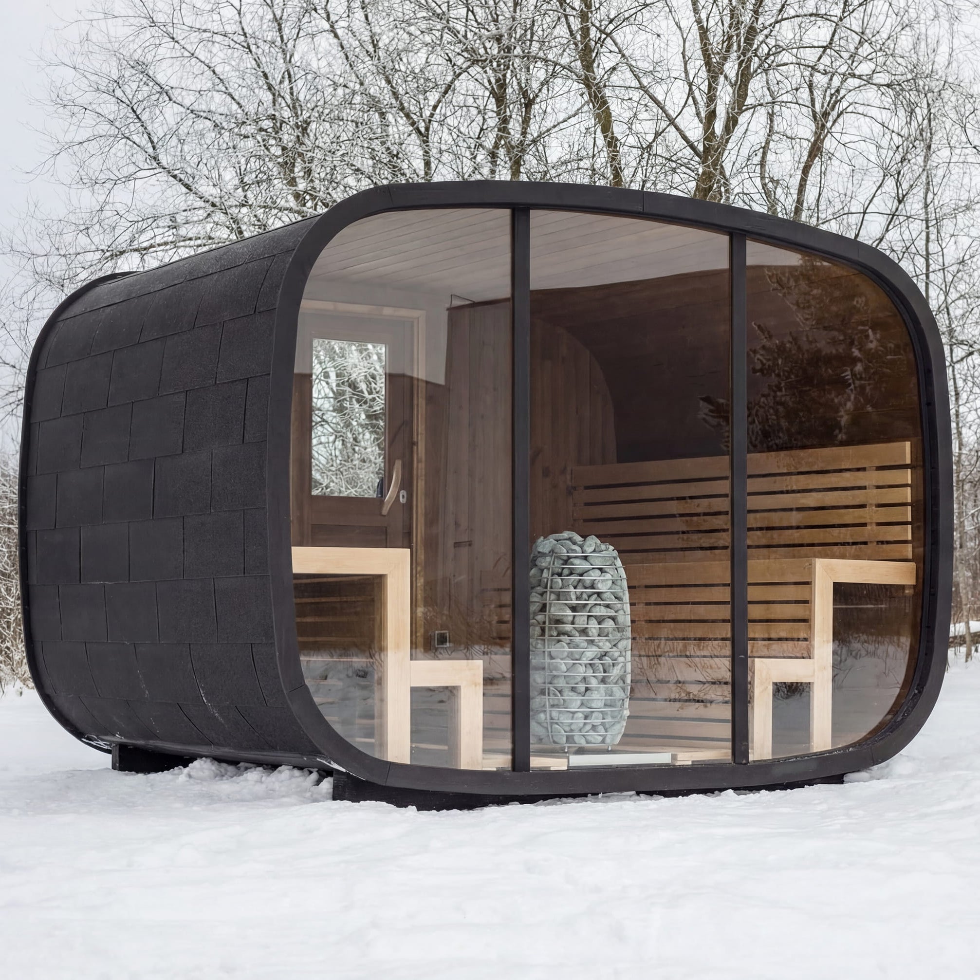 Vision Oval Black Sauna | Wood Fired or Electric Premium Outdoor Sauna