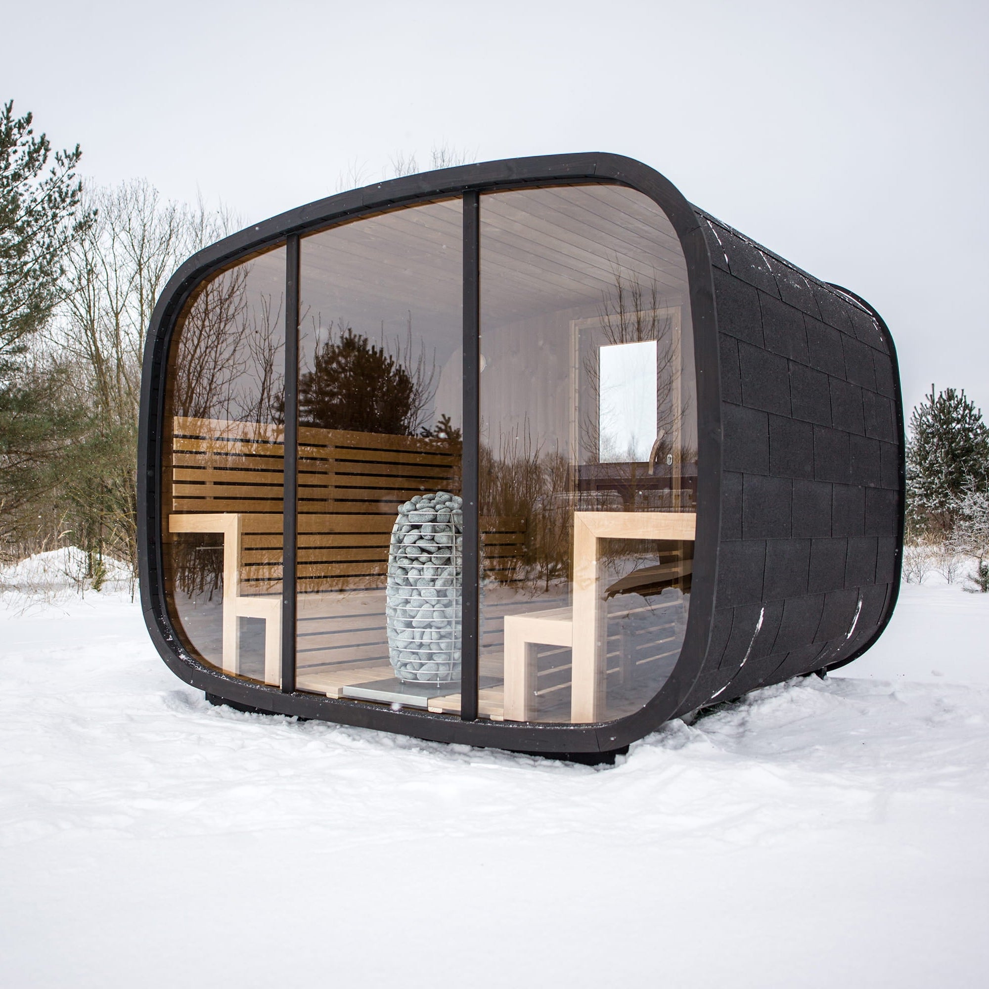 Vision Oval Black Sauna | Wood Fired or Electric Premium Outdoor Sauna